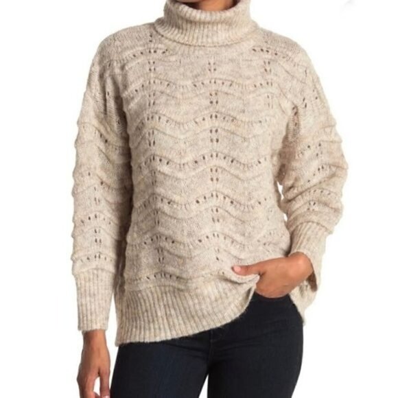 FRNCH Paris cable knit turtleneck sweater oatmeal small NWT - Picture 1 of 13